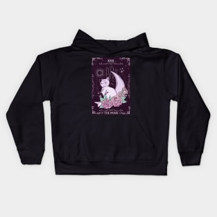 Tarot Card Crescent Moon Cute Cat Roses Cosmic Magic Kids Hoodie